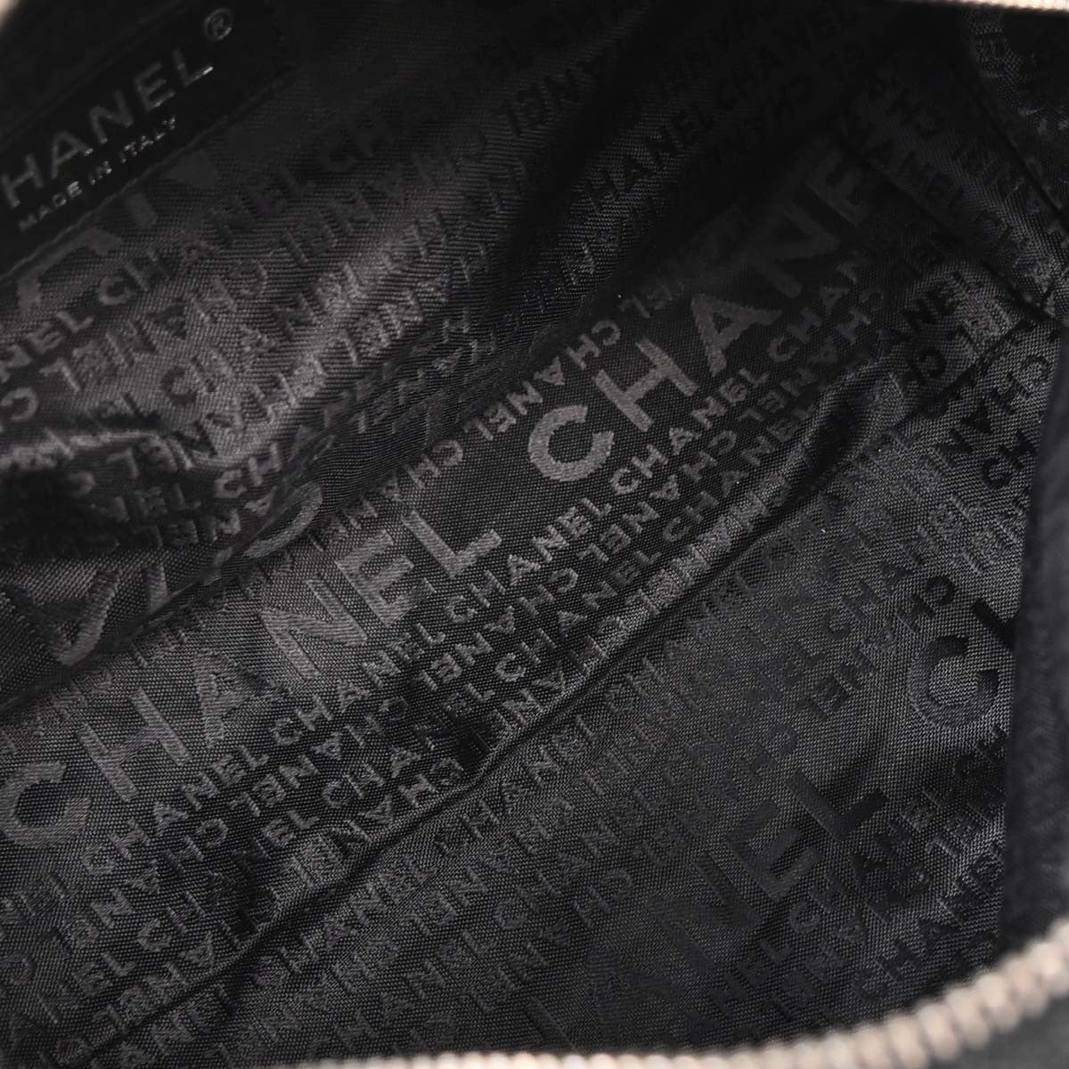 Chanel Vintage Zip Bowler Printed Jacquard Black Cotton Shoulder Bag Bag (Pre-Owned)