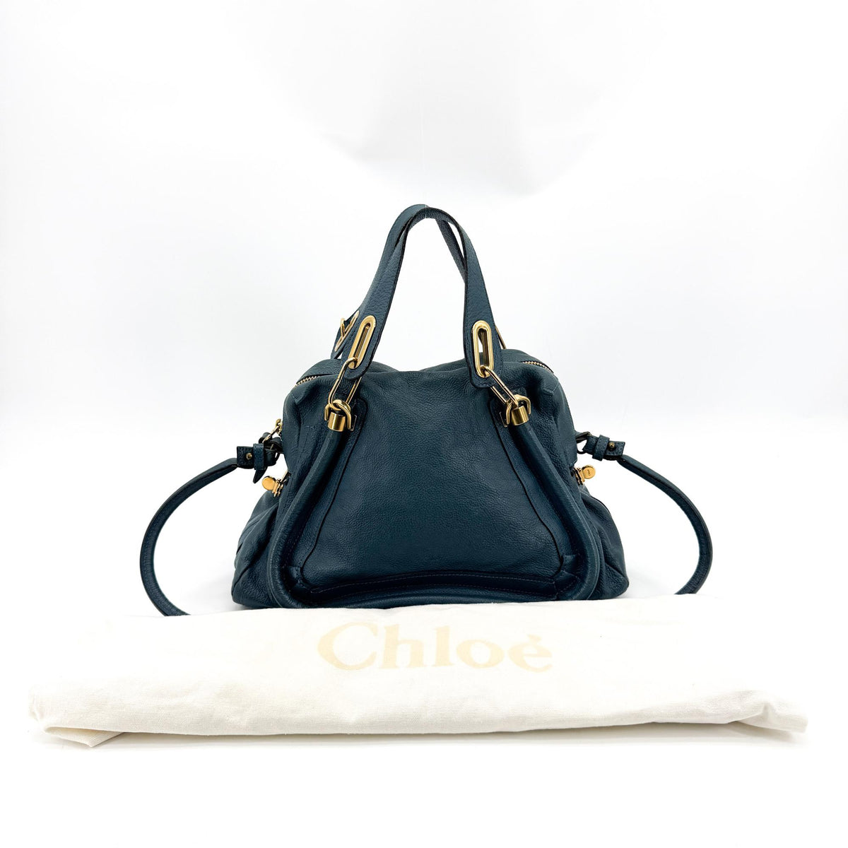 Chloe Paraty Quilted Leather Blue Leather Handbag (Pre-Owned)
