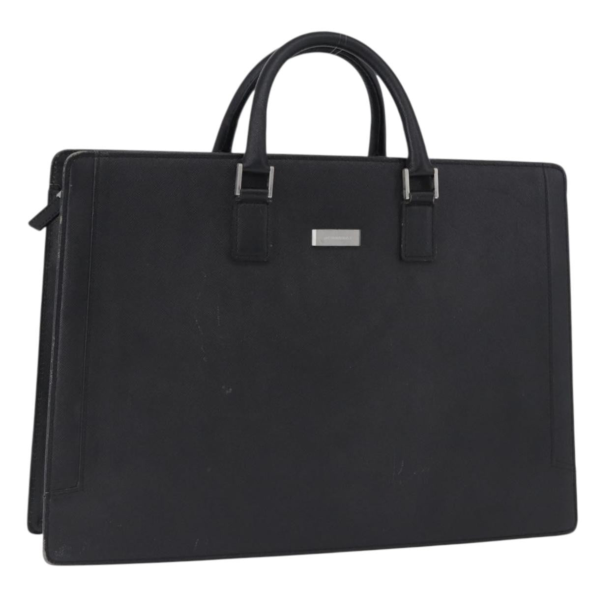 Burberry Business Black Leather Black Leather Briefcase Bag (Pre-Owned)