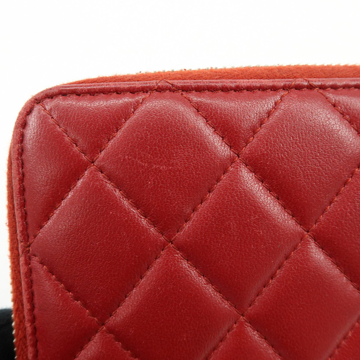 Chanel Zip Around Quilted Lambskin Red Leather Wallets Accessory (Pre-Owned)