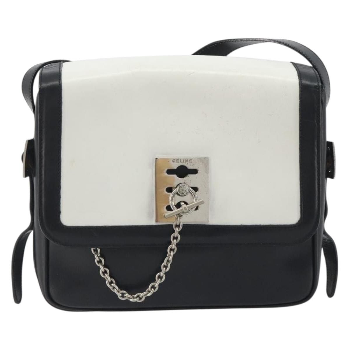 Celine Vintage Leather White Leather Shoulder Bag Bag (Pre-Owned)
