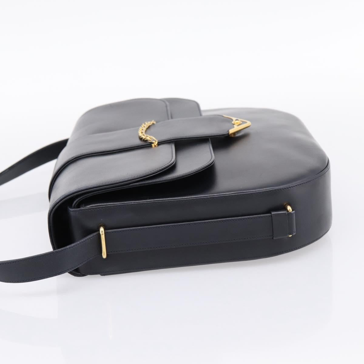 Cartier Sapphire Line Leather Black Leather Shoulder Bag Bag (Pre-Owned)
