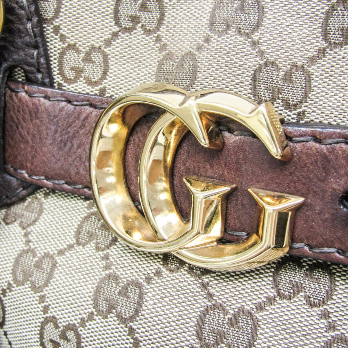 Gucci Gg Running Gg Canvas With Leather Beige Canvas Tote Bag Bag (Pre-Owned)