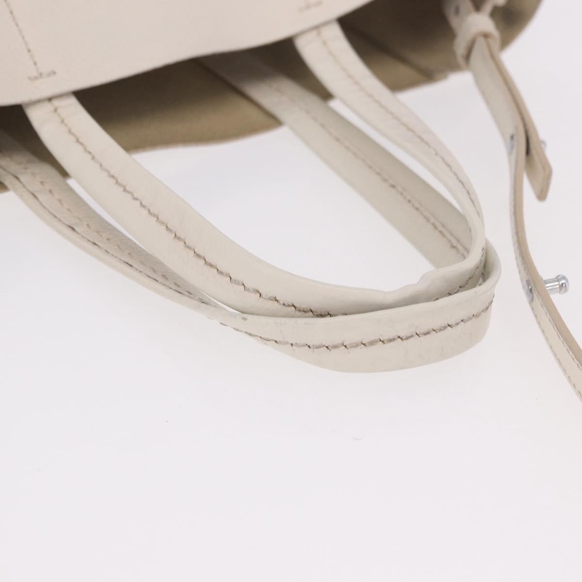 Celine Vertical Bi-Cabas Tote Leather White Leather Tote Bag Bag (Pre-Owned)