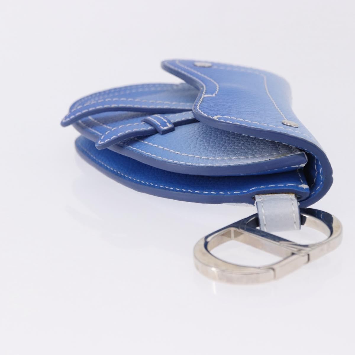 Christian Dior Saddle Wristlet Clutch Leather Blue Leather Clutche & Pouche Bag (Pre-Owned)