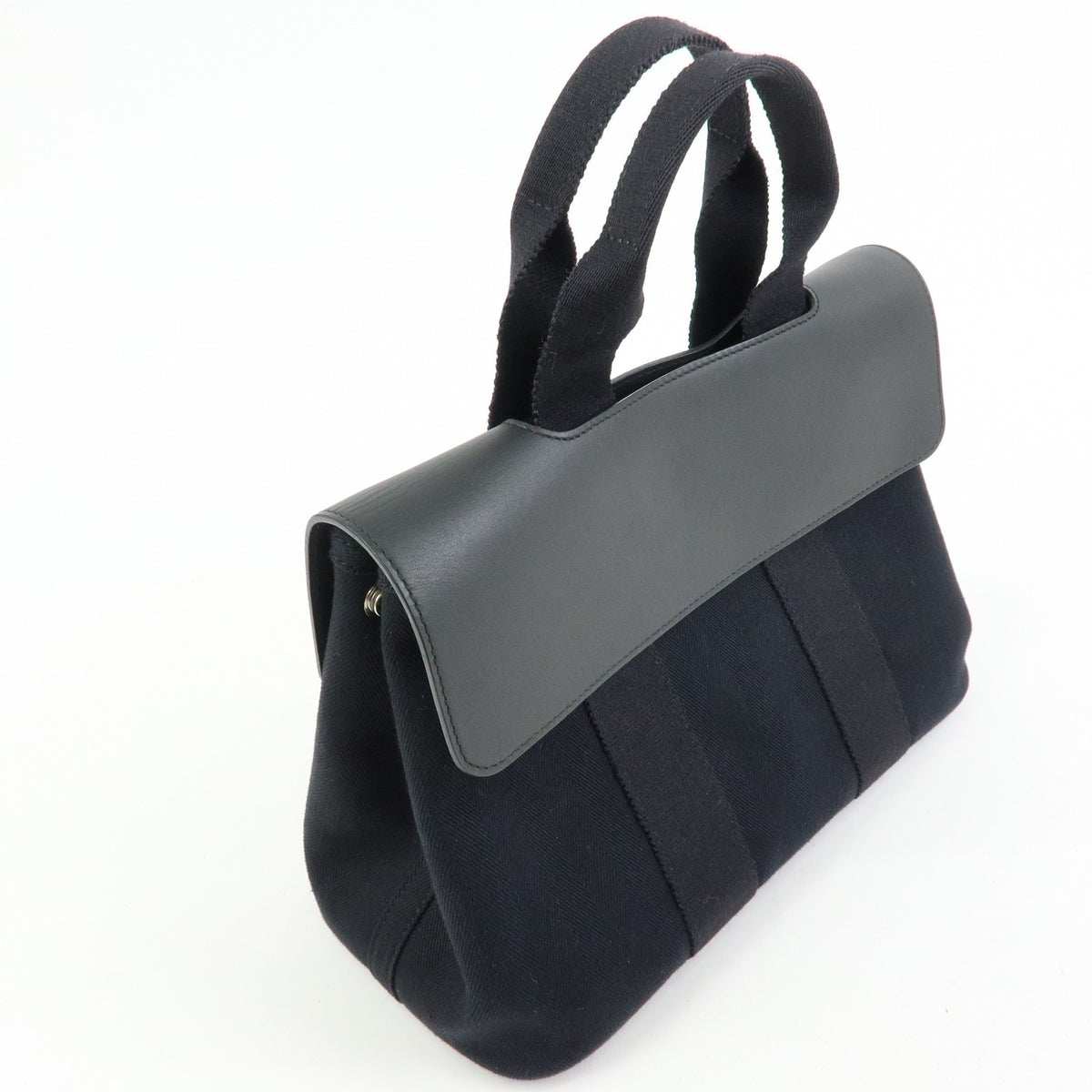 Hermes Valparaiso Toile And Leather Black Canvas Handbag (Pre-Owned)