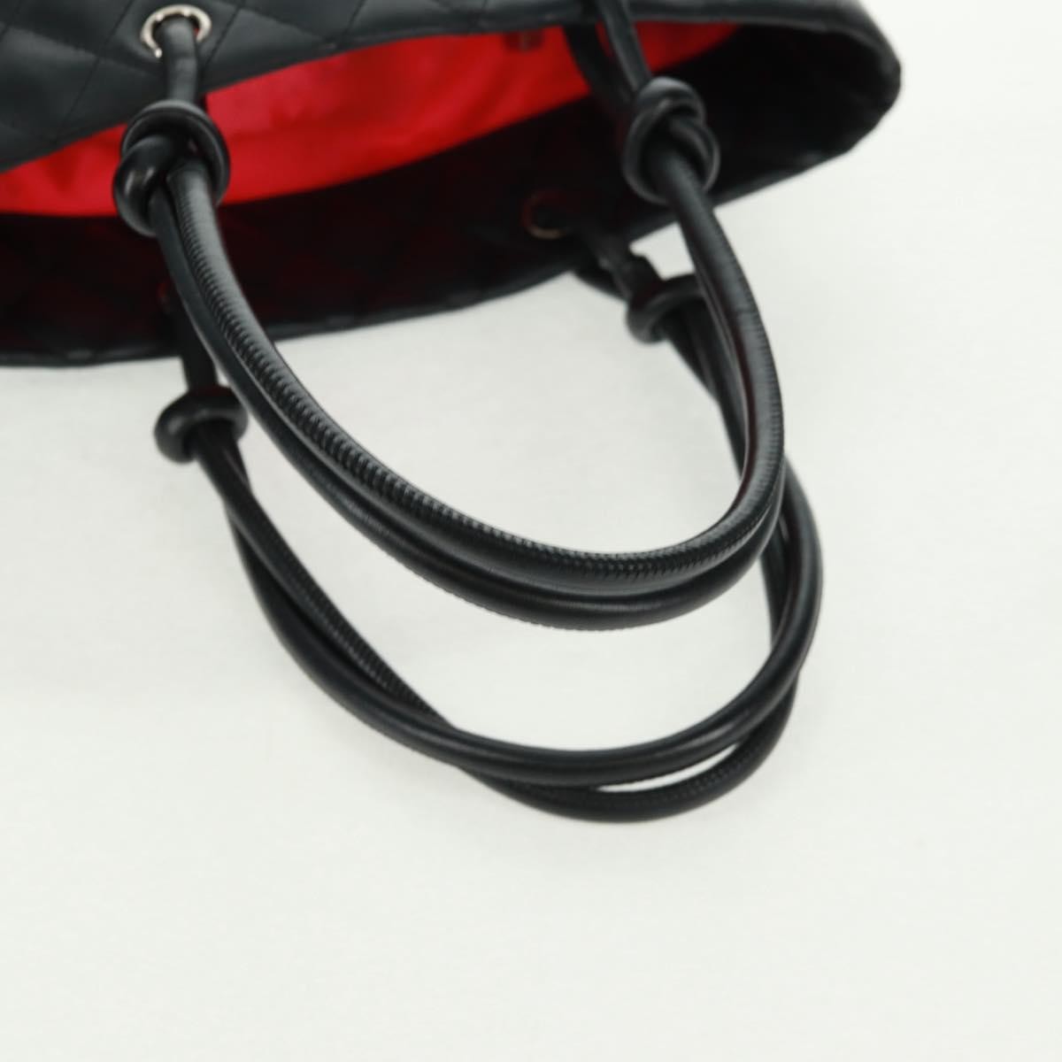 Chanel Cambon Tote Quilted Leather Black Leather Tote Bag Bag (Pre-Owned)