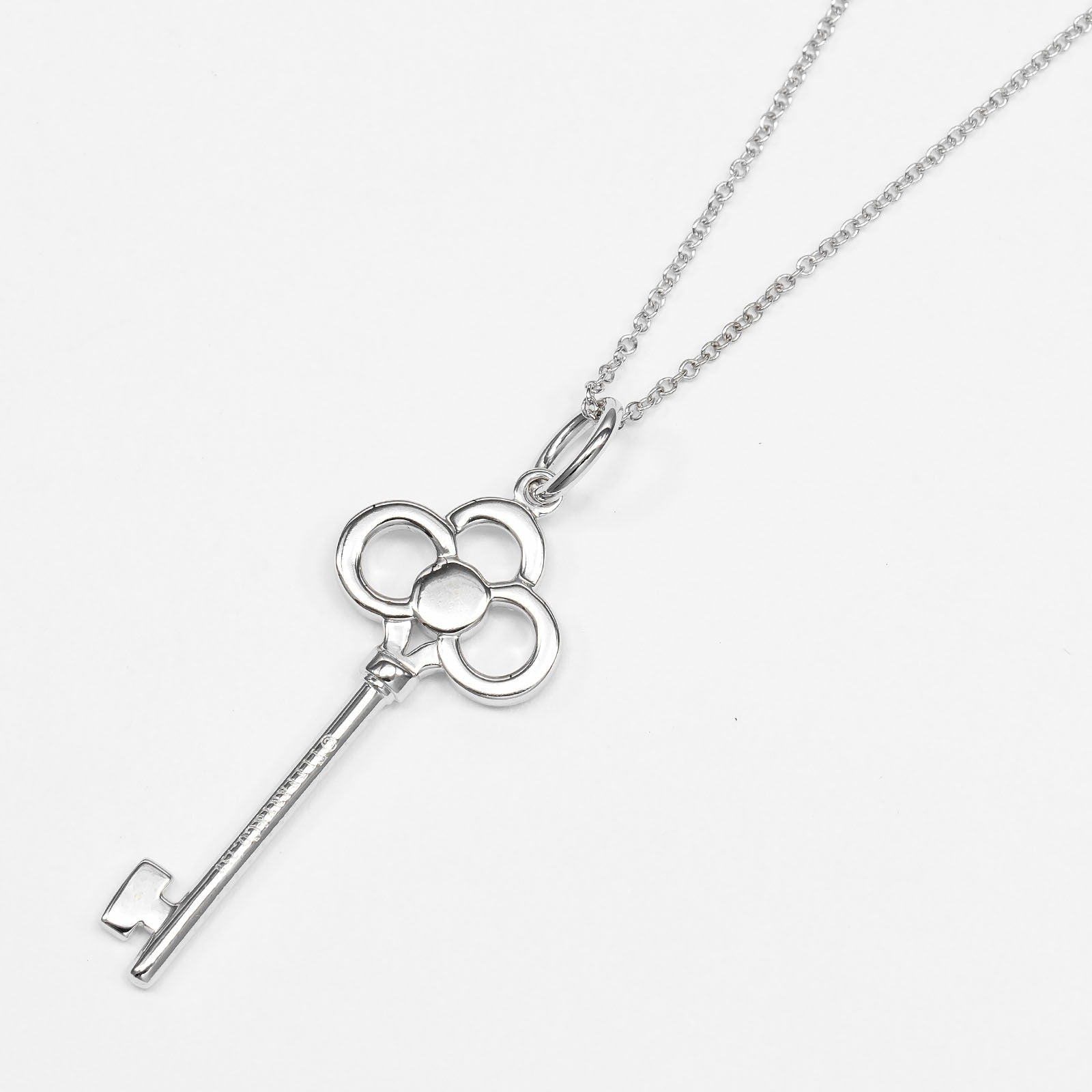 Tiffany & Co. Crown Key Pendant 18K White Gold With Diamonds Silver White_Gold Necklace Jewelry (Pre-Owned)