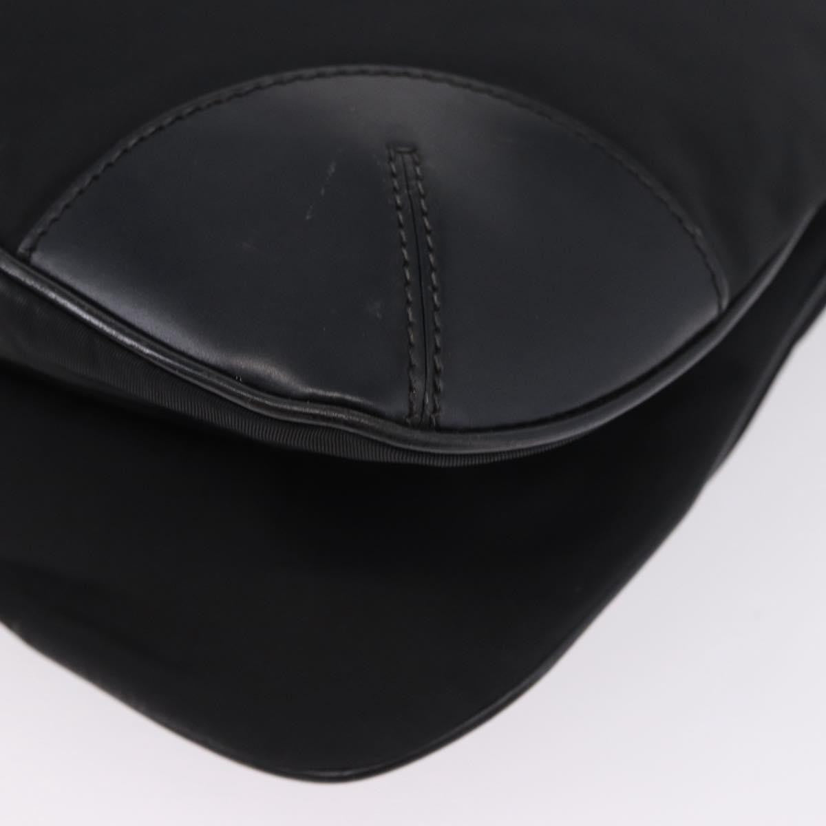 Prada Zip Messenger Tessuto With Leather Black Nylon Handbag (Pre-Owned)
