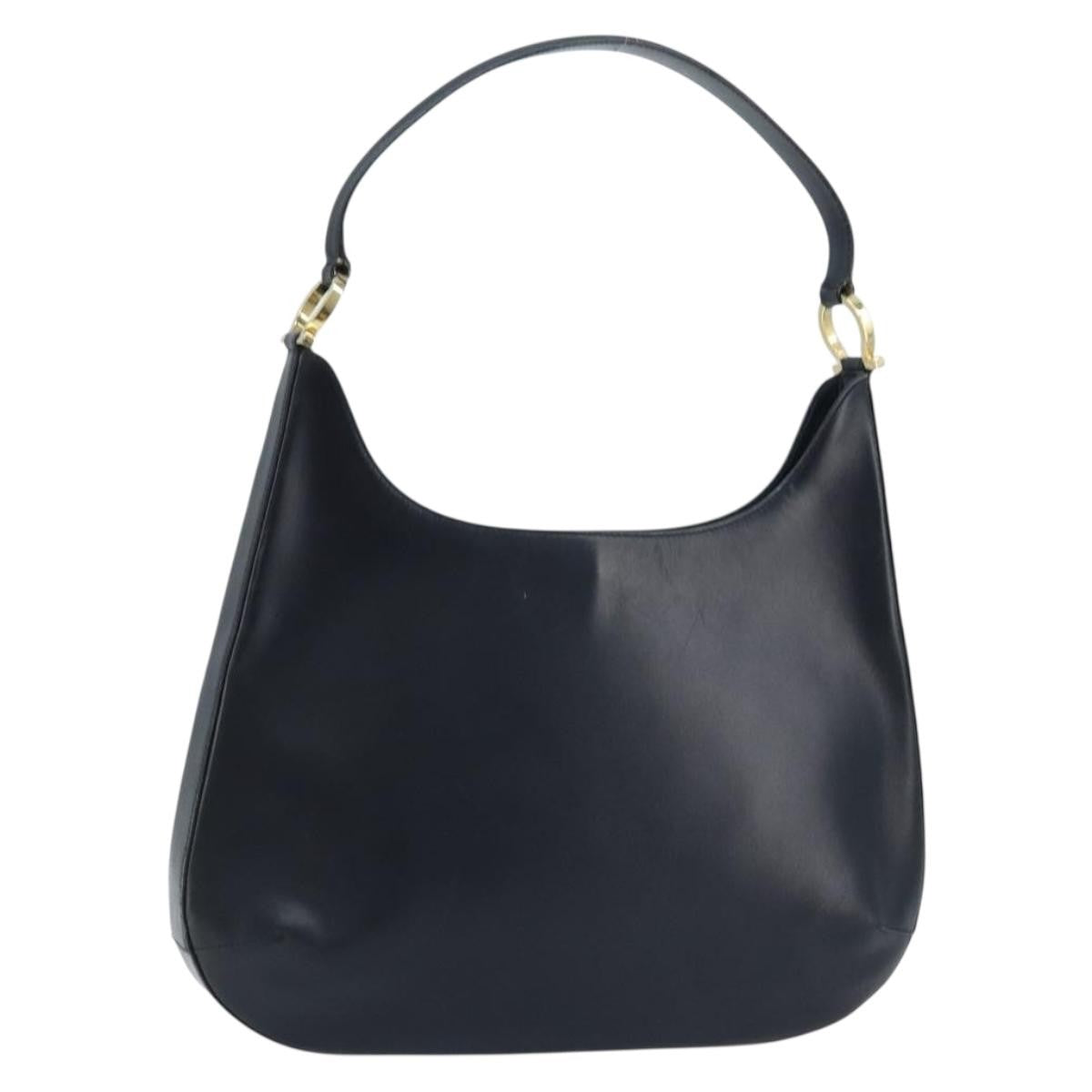 Salvatore Ferragamo Gancini Leather Navy Leather Handbag (Pre-Owned)