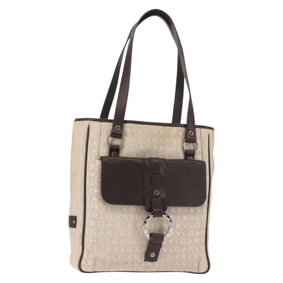 Bvlgari B.Zero1 Bucket Leather Beige Canvas Tote Bag Bag (Pre-Owned)