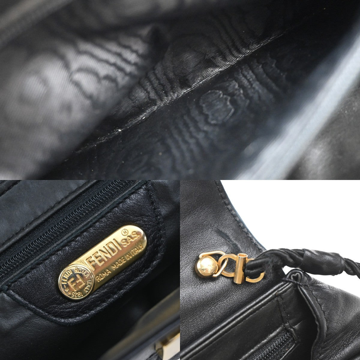 Fendi Vintage Shoulderbag Leather Black Leather Shoulder Bag Bag (Pre-Owned)
