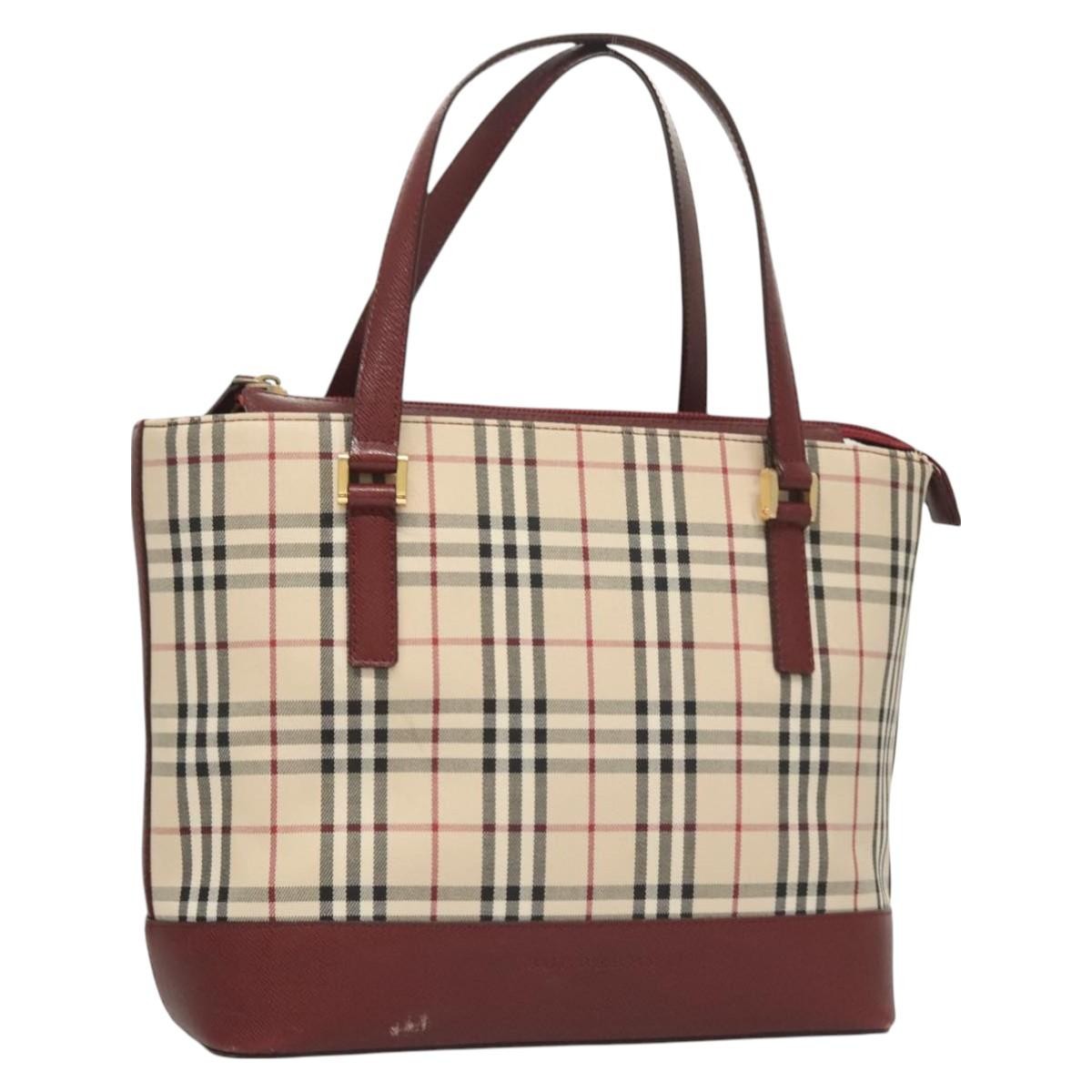 Burberry Nova Check Nova Check Canvas And Leather Beige Canvas Handbag (Pre-Owned)