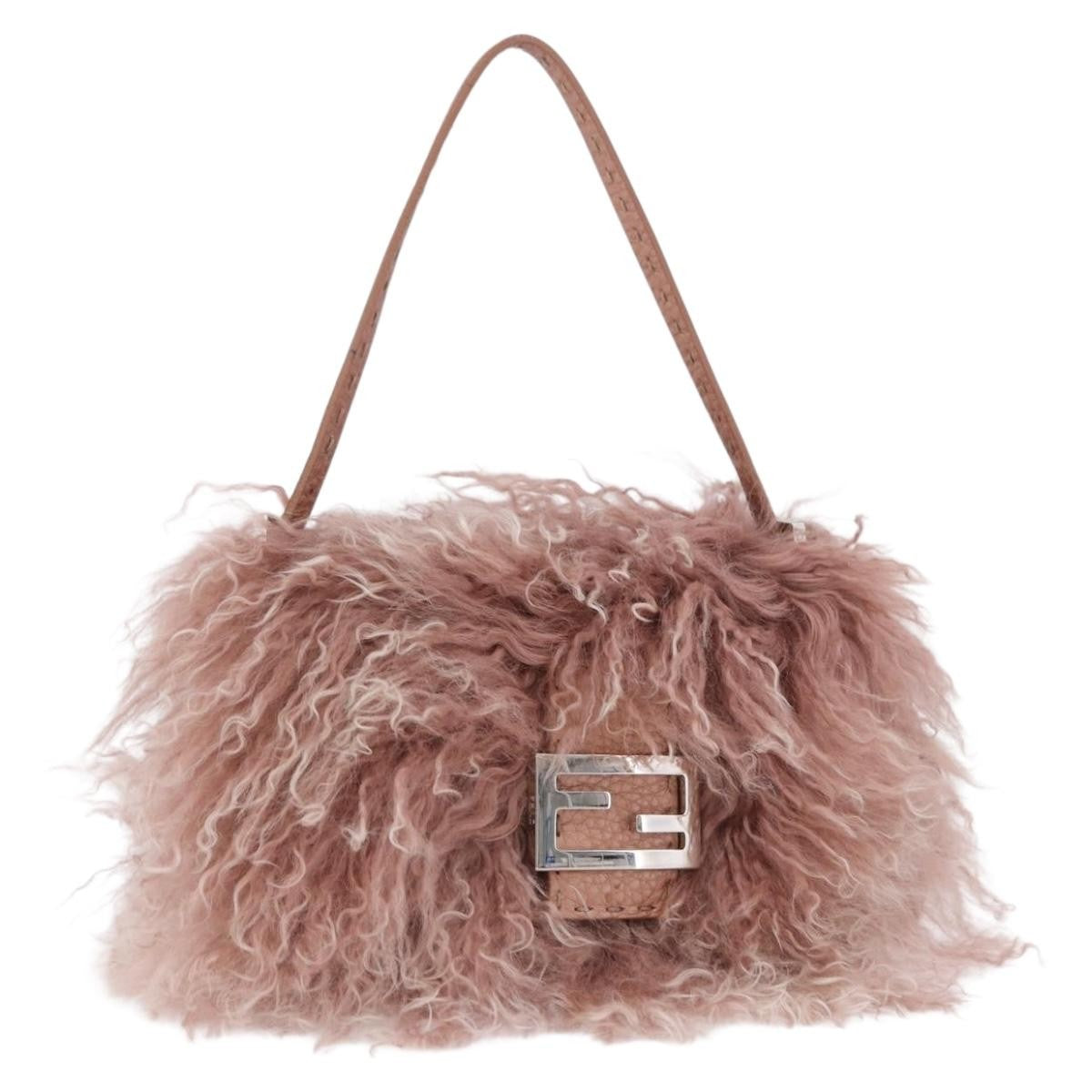 Fendi Selleria Selleria Pink Wool Handbag (Pre-Owned)