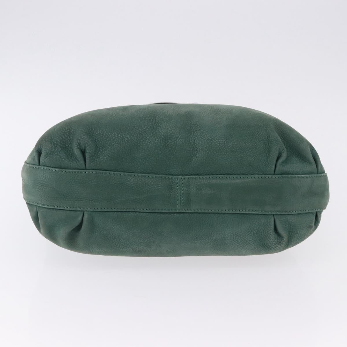 Fendi Vintage Pequin Coated Canvas Green Leather Shoulder Bag Bag (Pre-Owned)