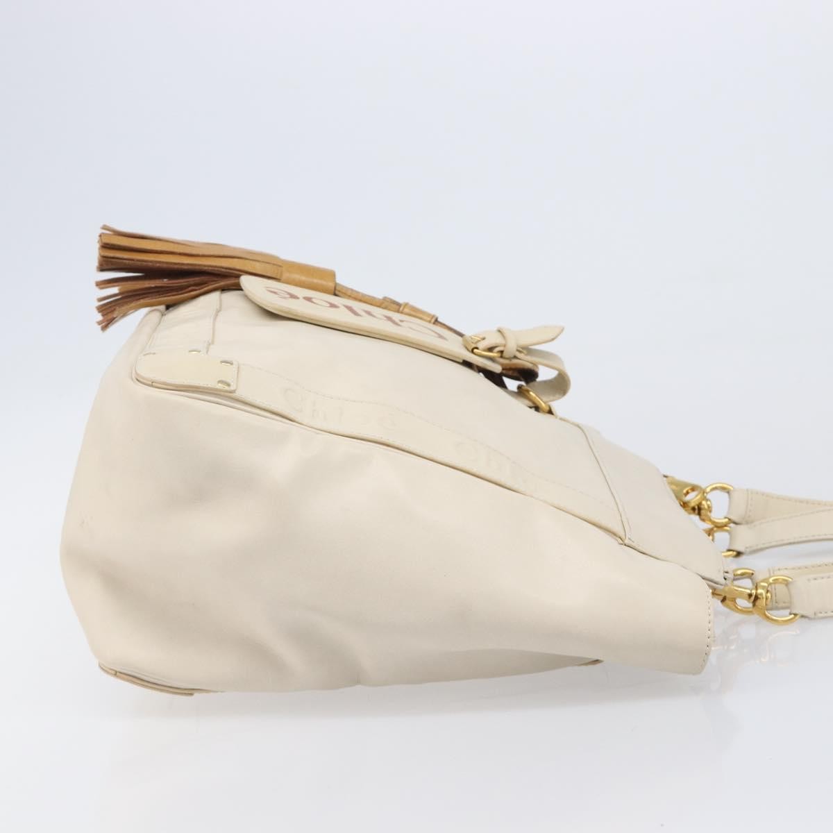 Chloe Eden Leather White Leather Tote Bag Bag (Pre-Owned)