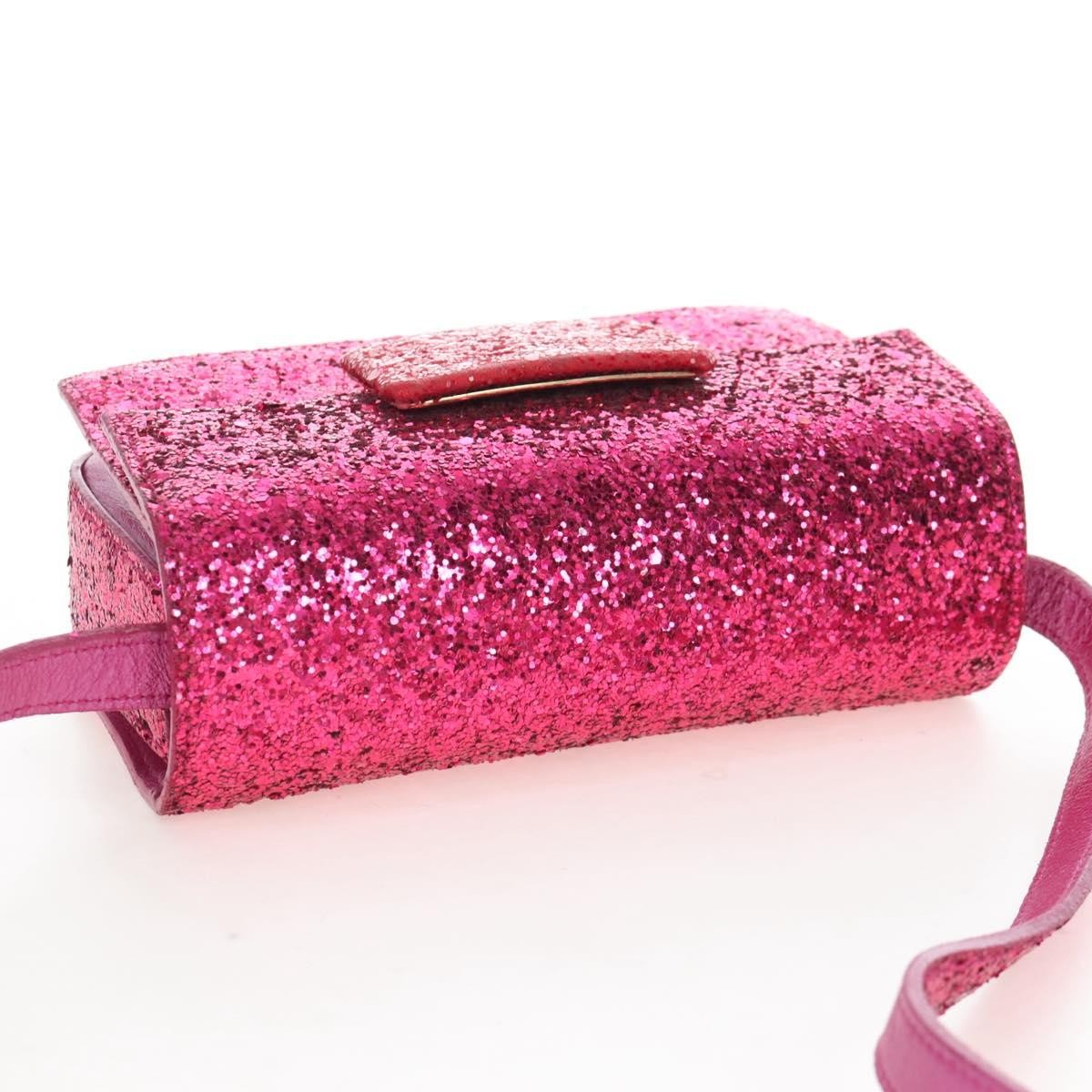 Saint Laurent Lulu Bunny Glitter Pink Leather Shoulder Bag Bag (Pre-Owned)