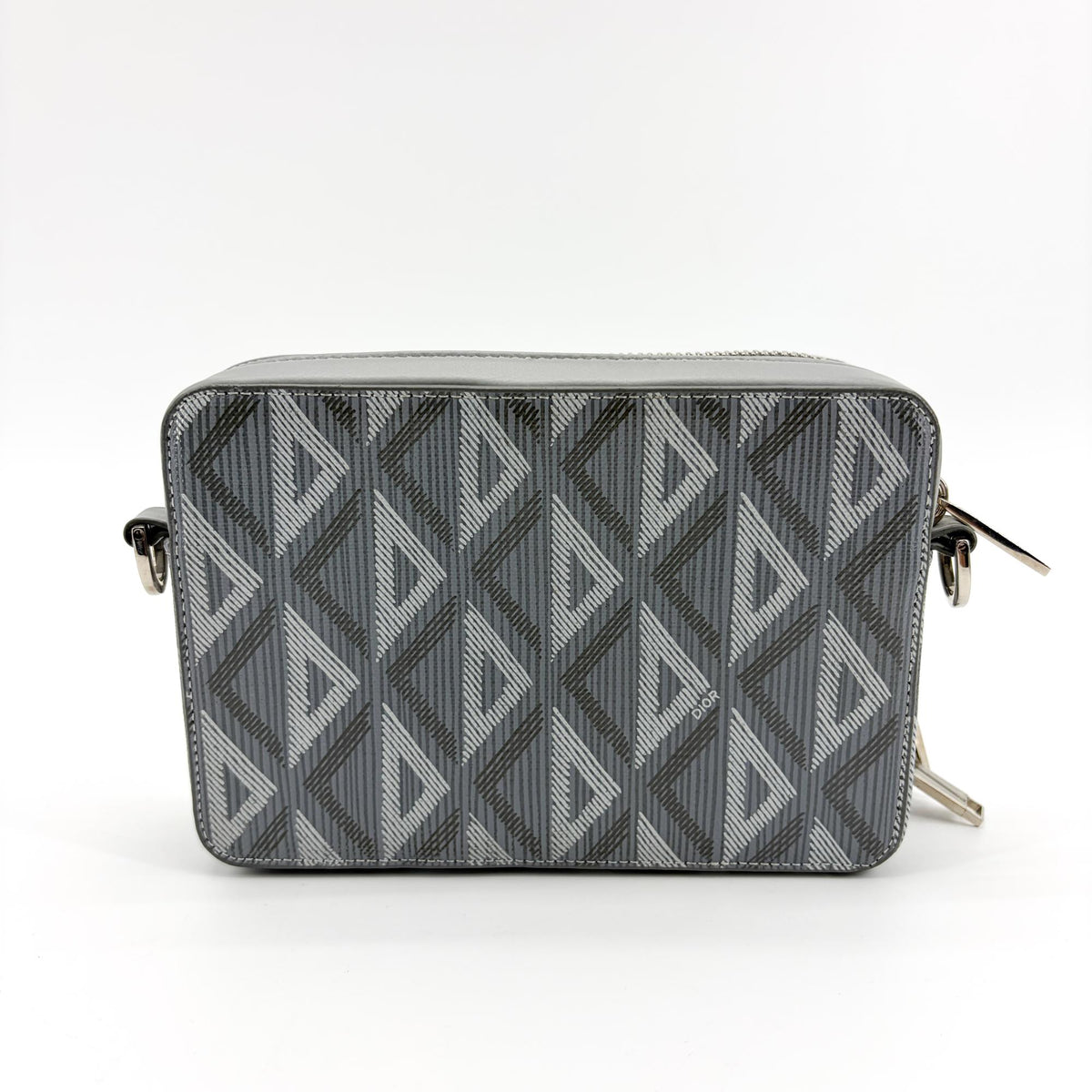 Christian Dior Double Zip Cd Diamond Coated Canvas Gray Canvas Crossbody Bag Bag (Pre-Owned)
