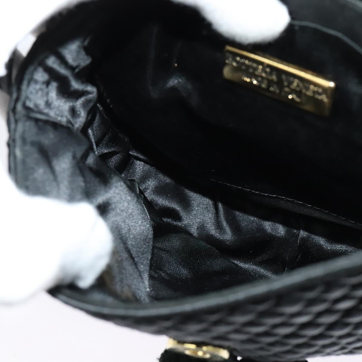 Bottega Veneta Intrecciato Clutch Calfskin Black Satin Shoulder Bag Bag (Pre-Owned)