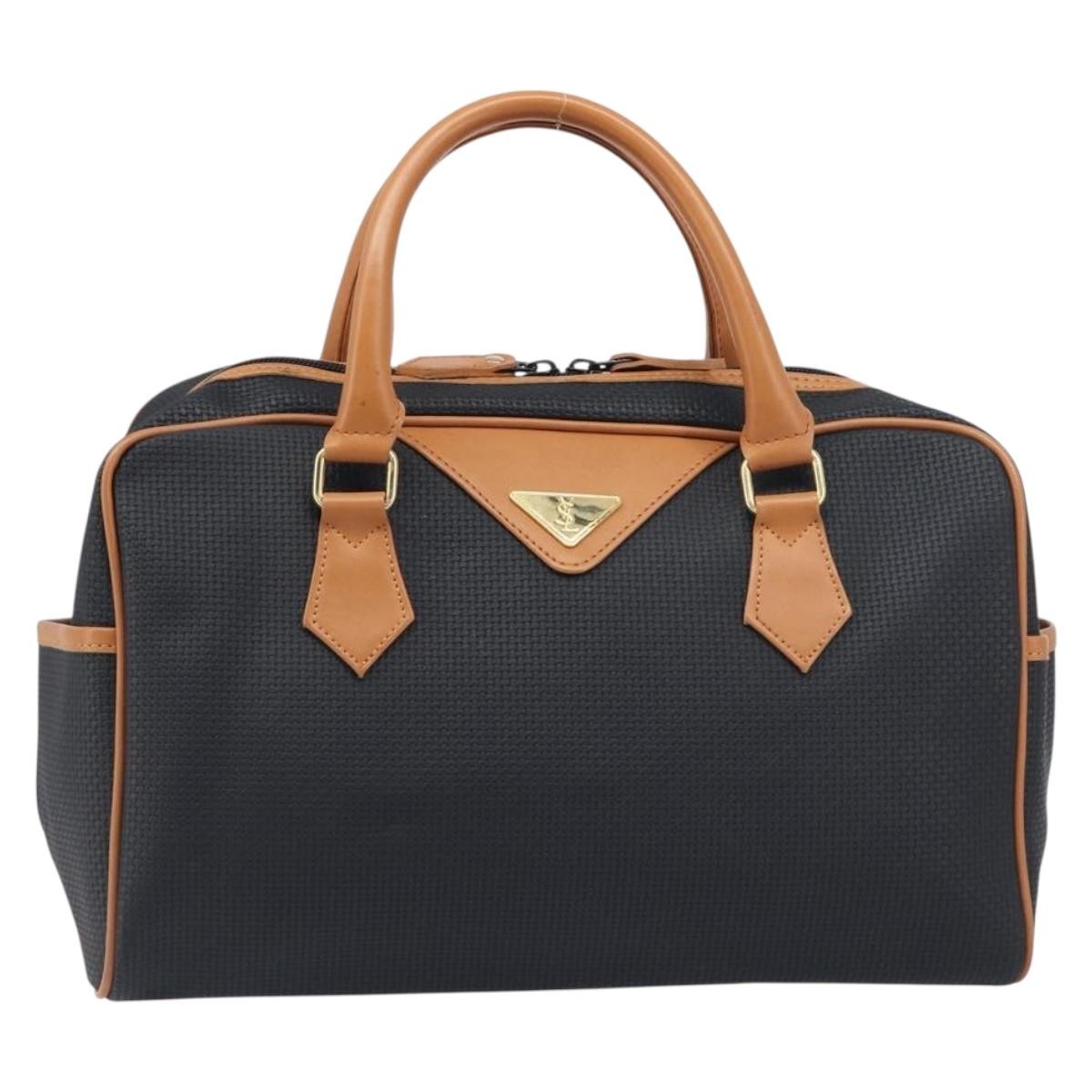 Saint Laurent Boston Bag Canvas Black Canvas Handbag (Pre-Owned)