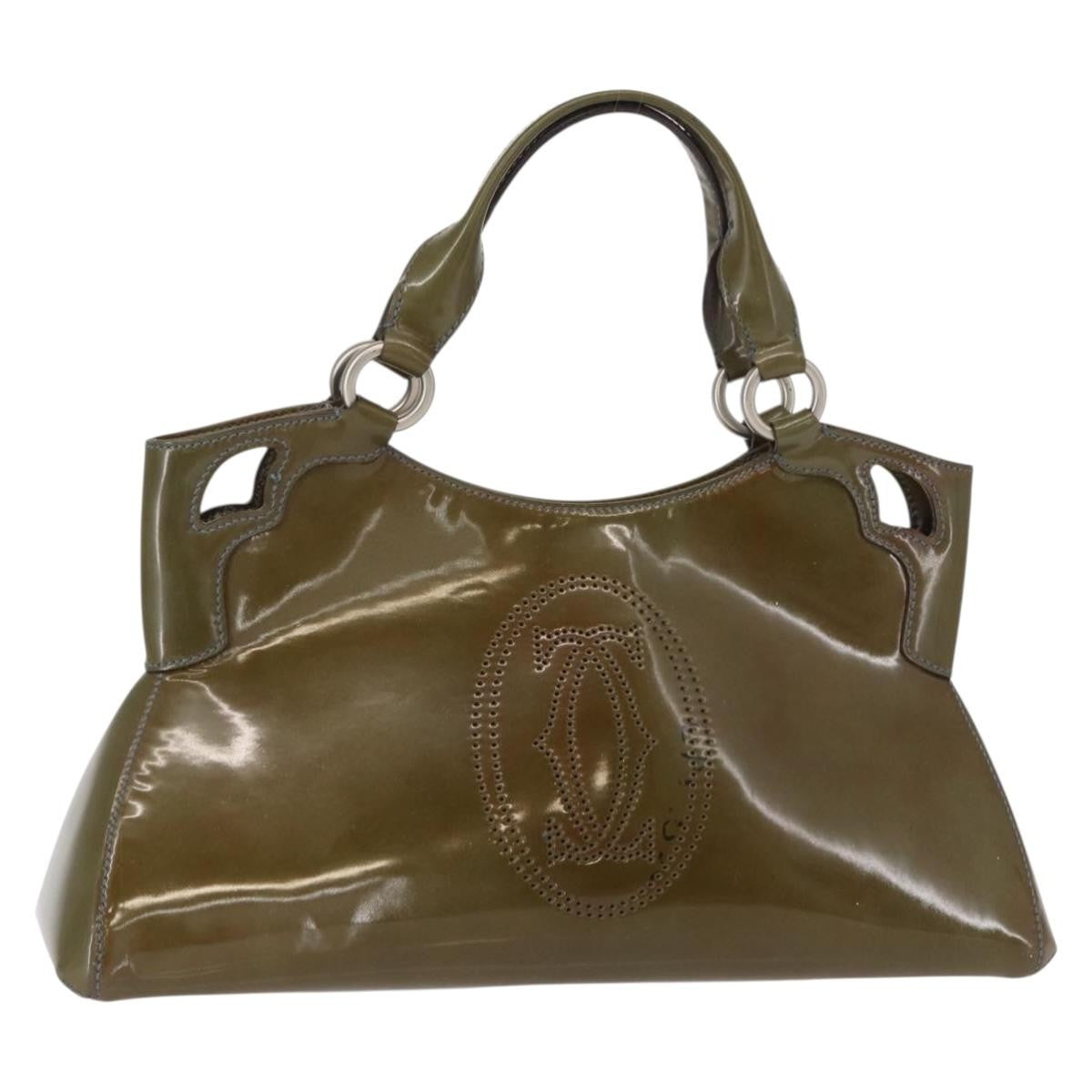 Cartier Marcello Patent Leather Khaki Patent_Leather Handbag (Pre-Owned)
