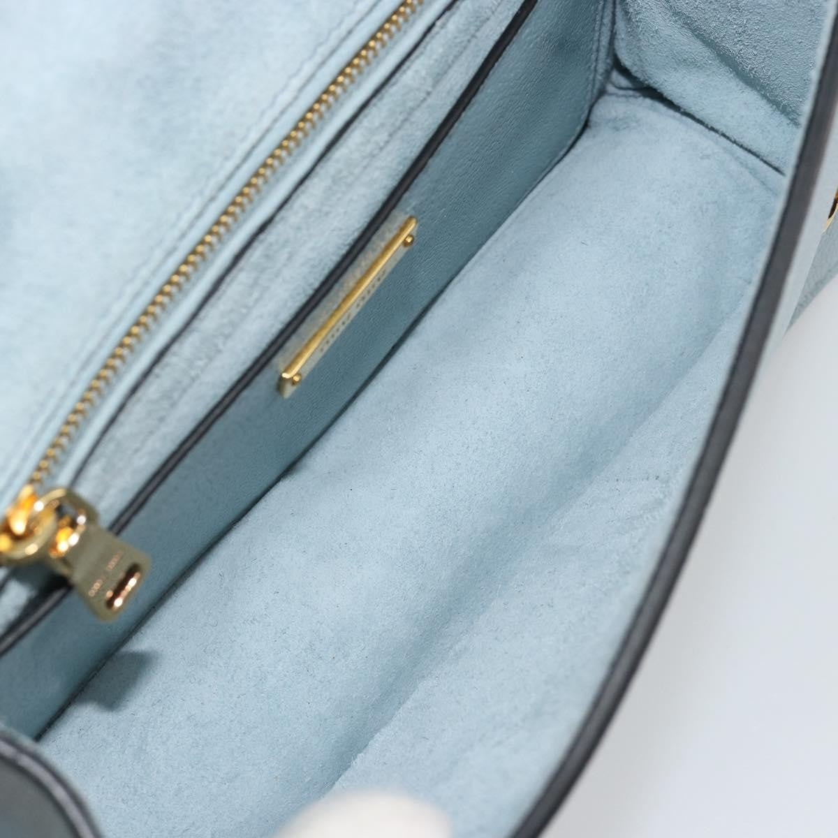 Miu Miu Madras Crystal Buckle Leather Blue Leather Shoulder Bag Bag (Pre-Owned)