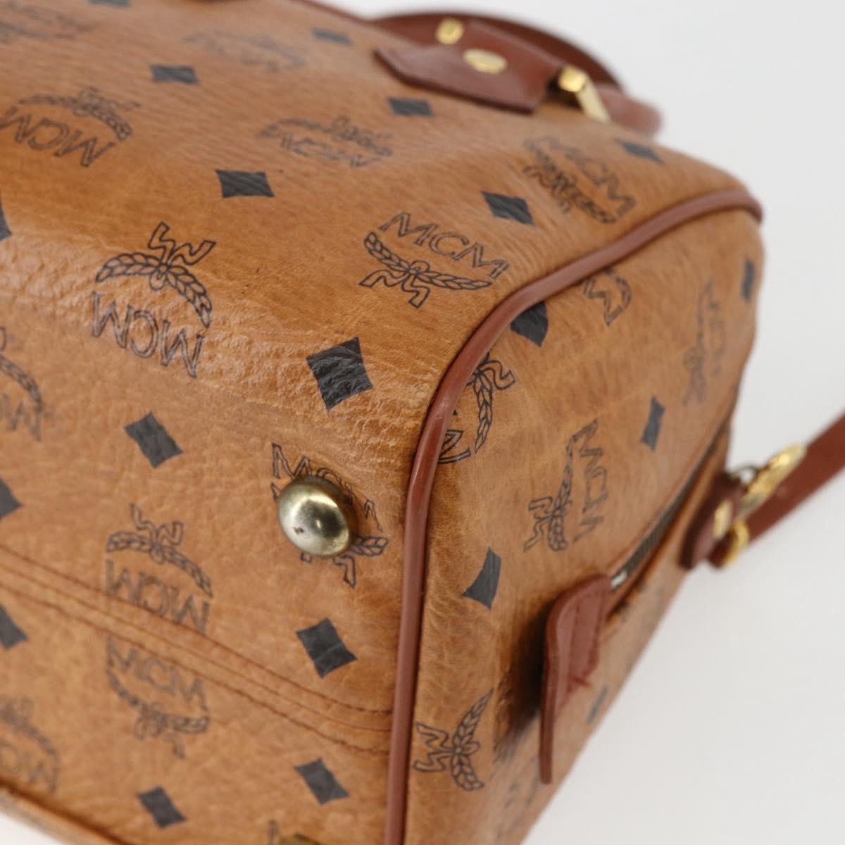 MCM Visetos Logogramme Canvas And Leather Brown Canvas Handbag (Pre-Owned)