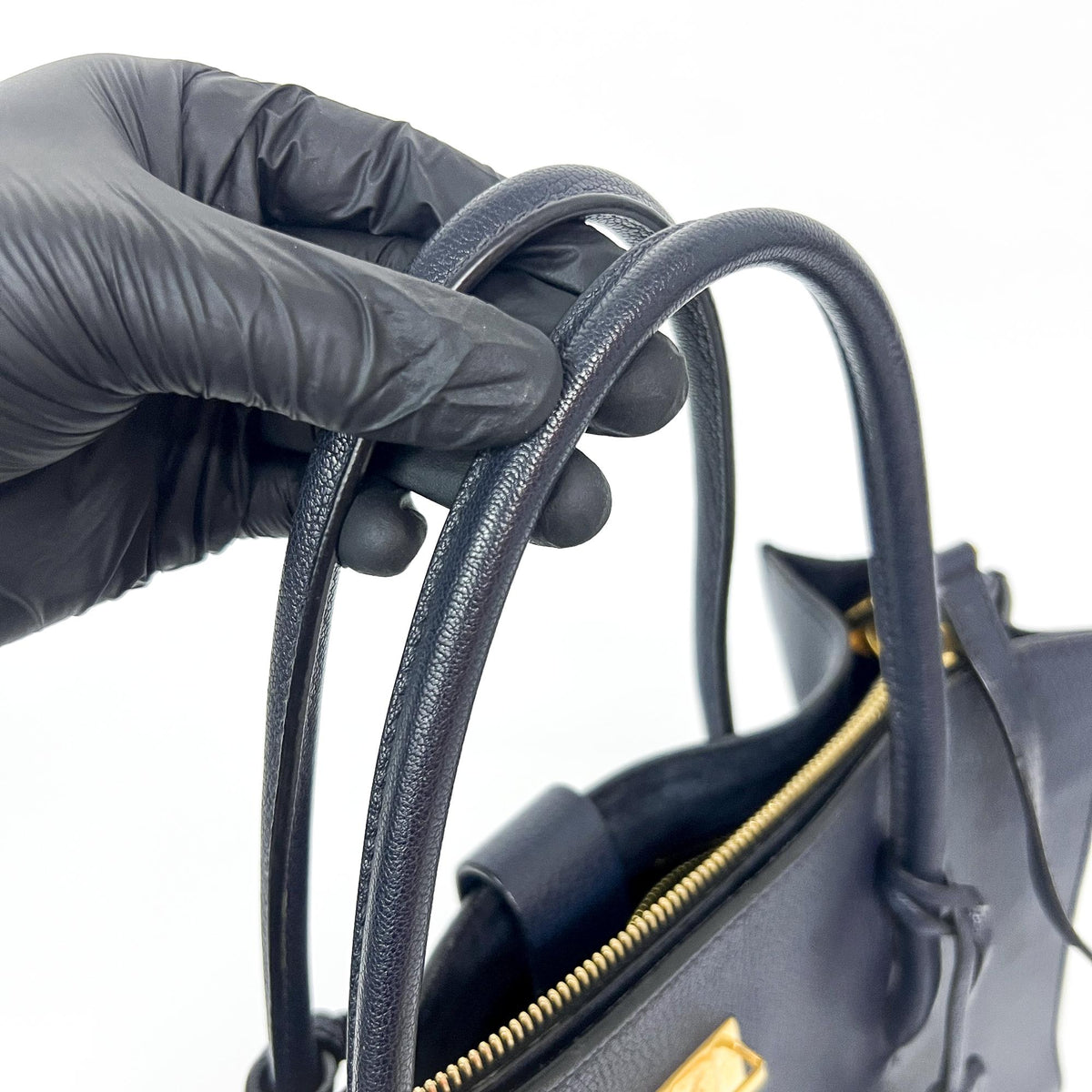 Miu Miu Madras Leather Navy Leather Tote Bag Bag (Pre-Owned)