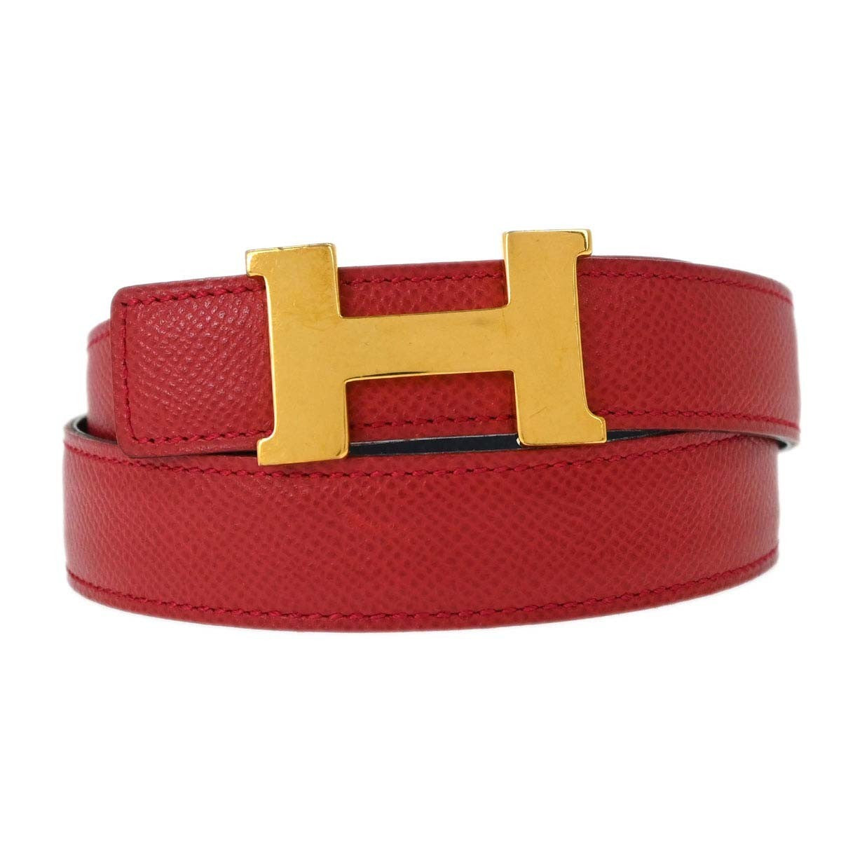 Hermes Constance Reversible Belt Leather Red Leather Belts Accessory (Pre-Owned)