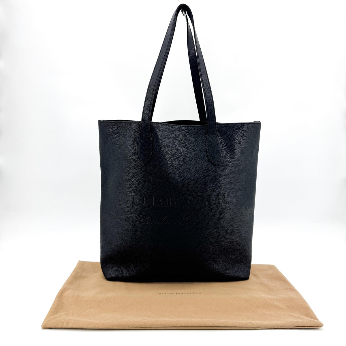 Burberry Remington Embossed Leather Black Leather Tote Bag Bag (Pre-Owned)