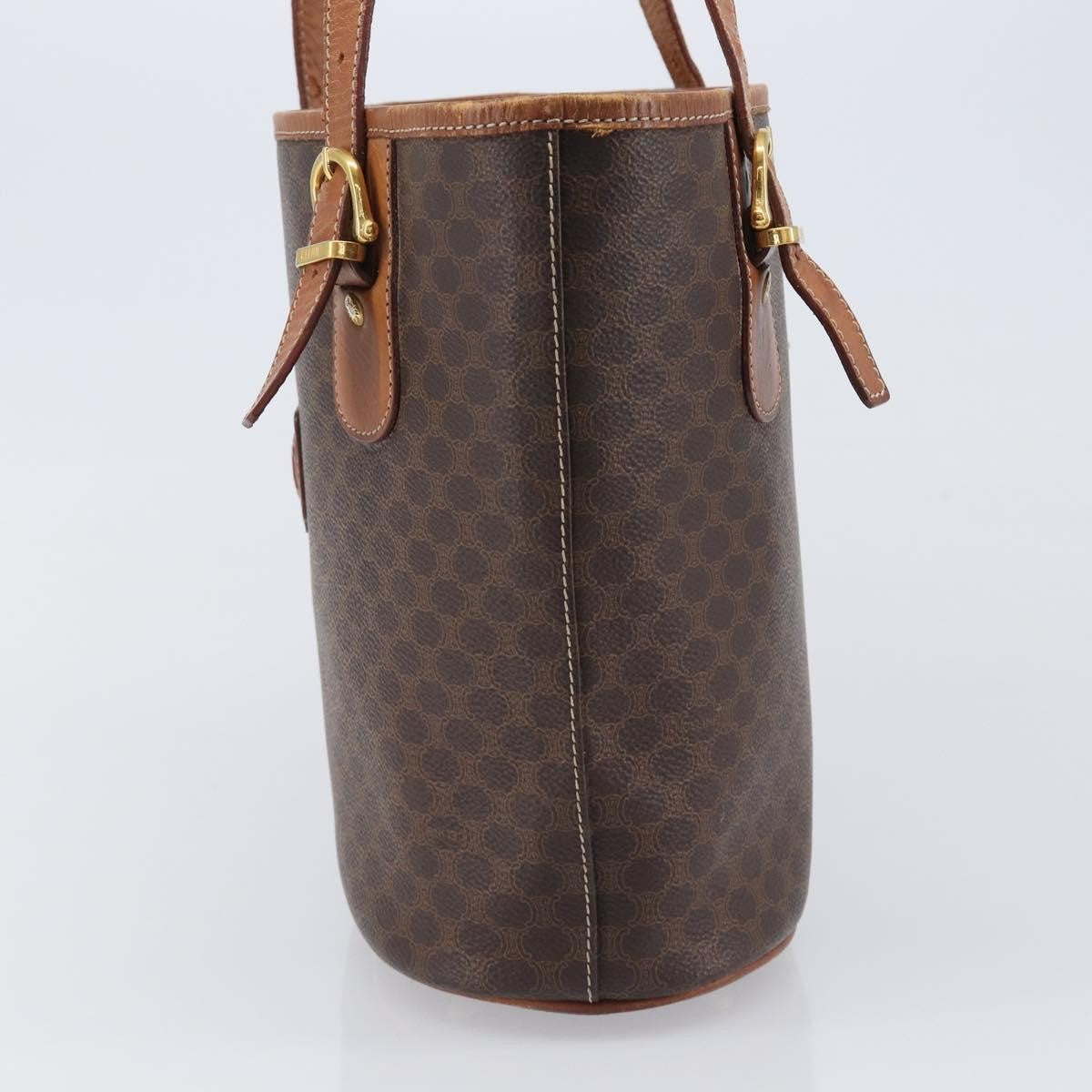 Celine Vintage Macadam Shopper Coated Canvas Brown Canvas Tote Bag Bag (Pre-Owned)