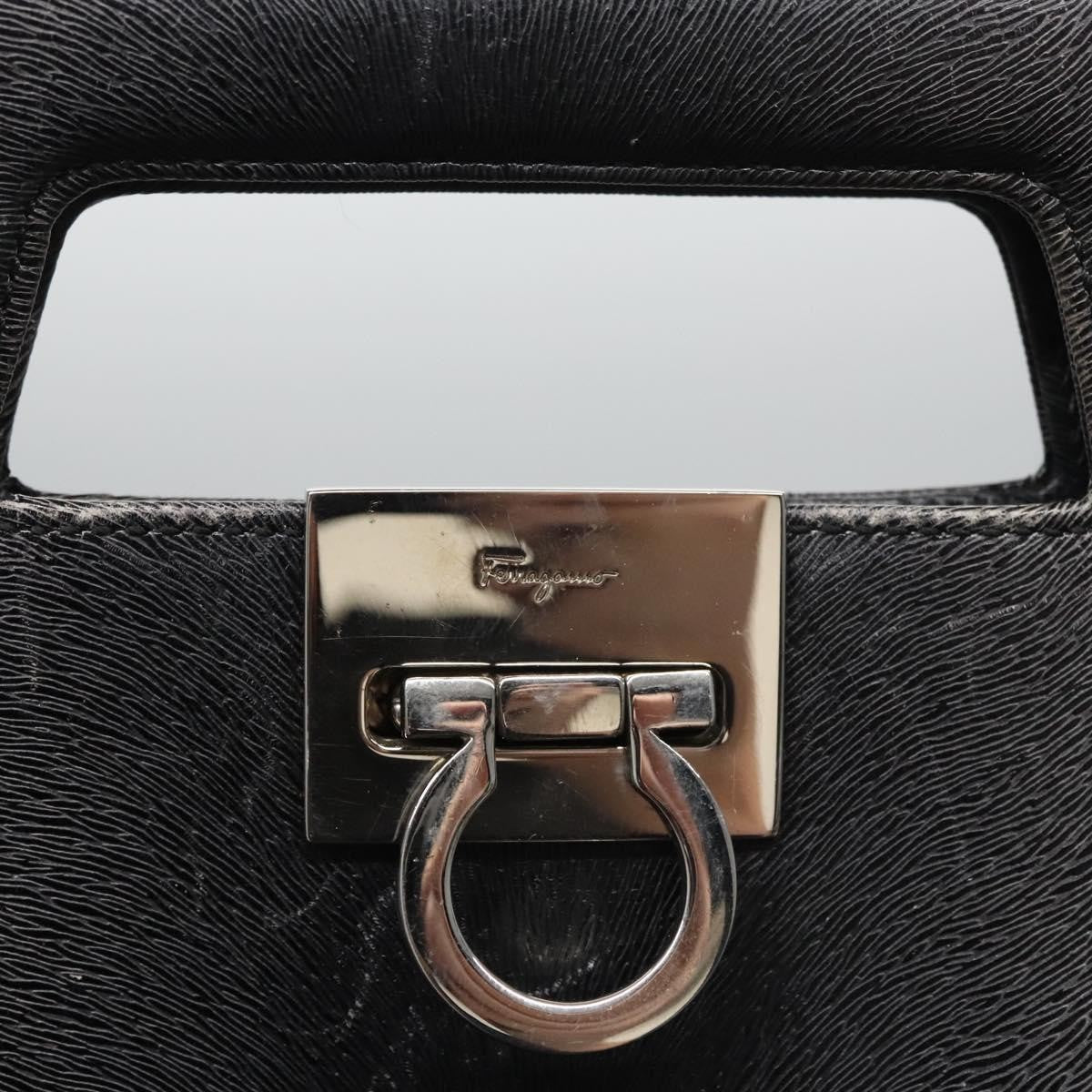 Salvatore Ferragamo Gancini Leather Black Leather Handbag (Pre-Owned)