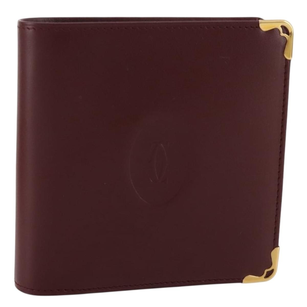 Cartier Coin Purse Must De Cartier Leather Burgundy Leather Wallets Accessory (Pre-Owned)