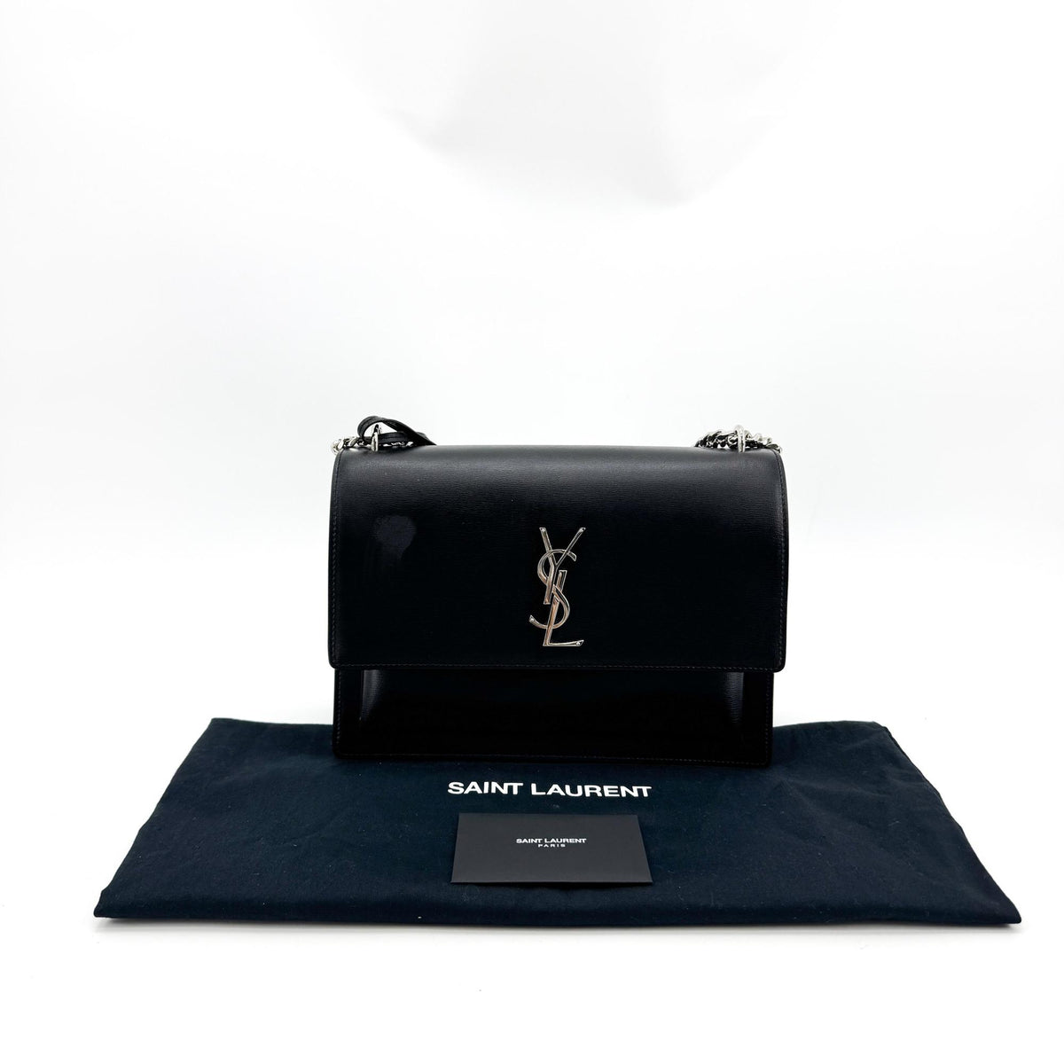 Saint Laurent Sunset Leather Black Calfskin Crossbody Bag Bag (Pre-Owned)