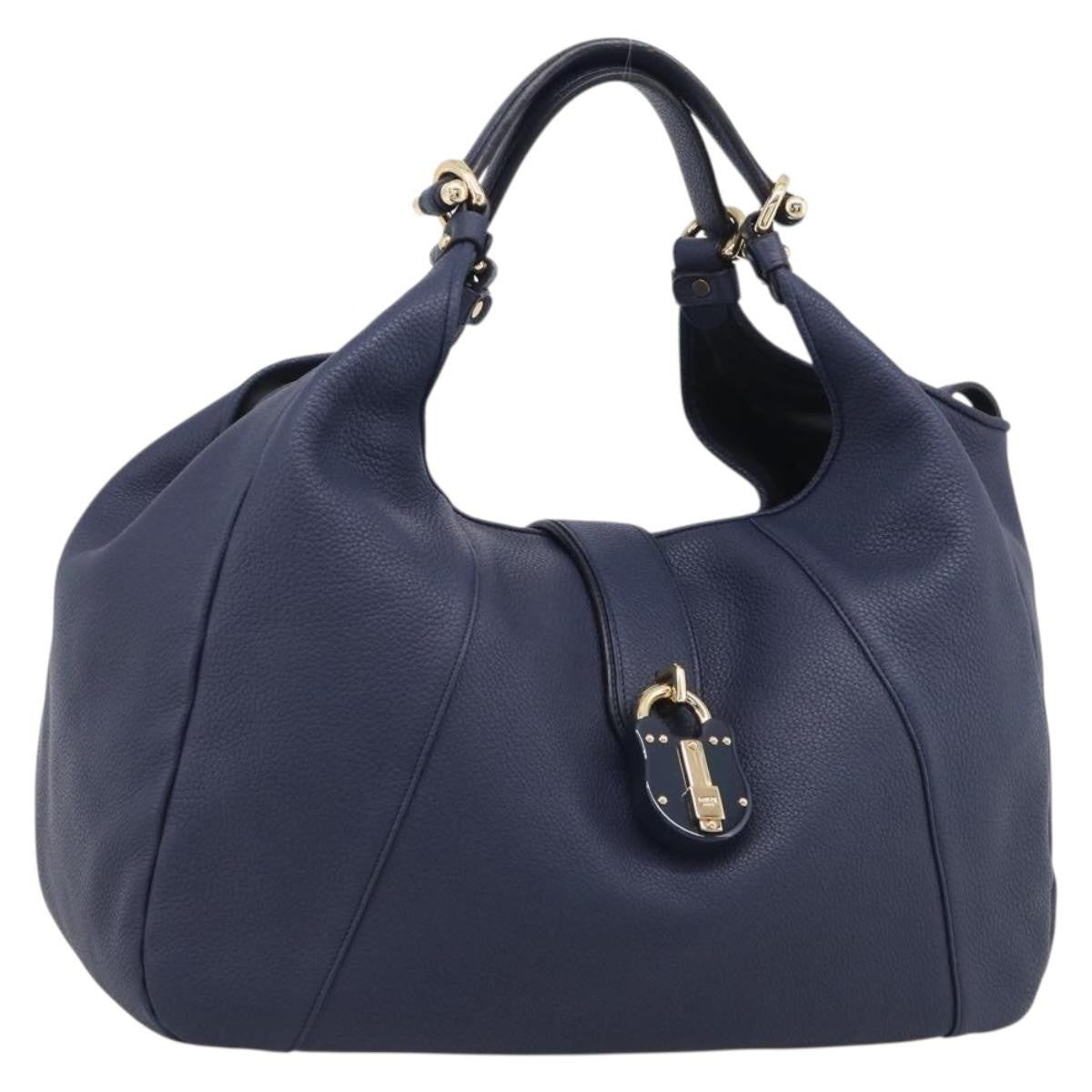 Loewe Calle Hobo Leather Navy Leather Shoulder Bag Bag (Pre-Owned)