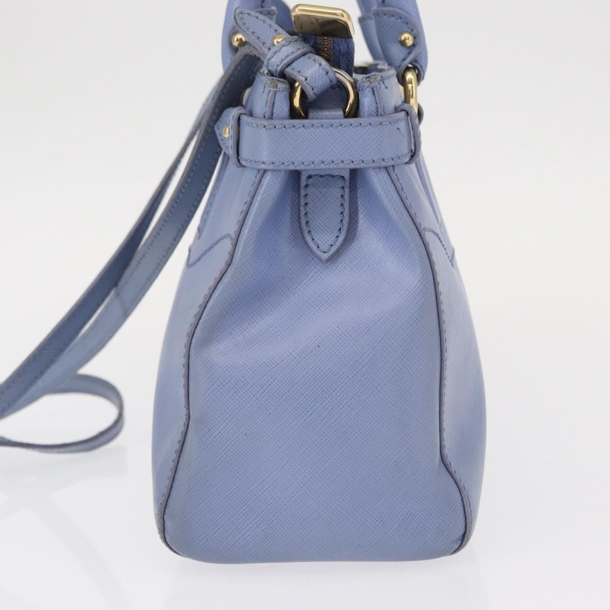 Salvatore Ferragamo Beky Tote Saffiano Leather Blue Leather Handbag (Pre-Owned)