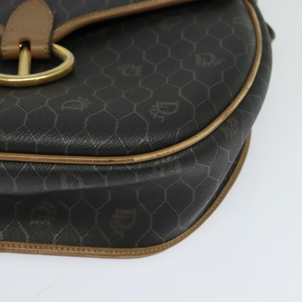 Christian Dior Vintage Honeycomb Flap Canvas And Leather Black Canvas Shoulder Bag Bag (Pre-Owned)