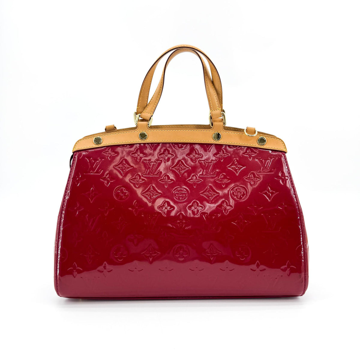 Louis Vuitton Sherwood Monogram Vernis Beige Patent_Leather Handbag (Pre-Owned)