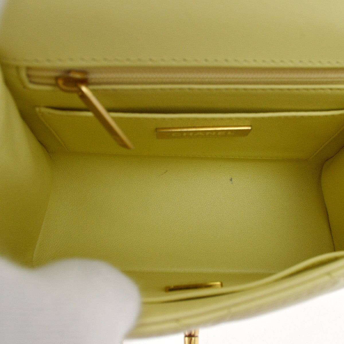 Chanel Crush Top Handle Flap Quilted Lambskin Yellow Leather Handbag (Pre-Owned)