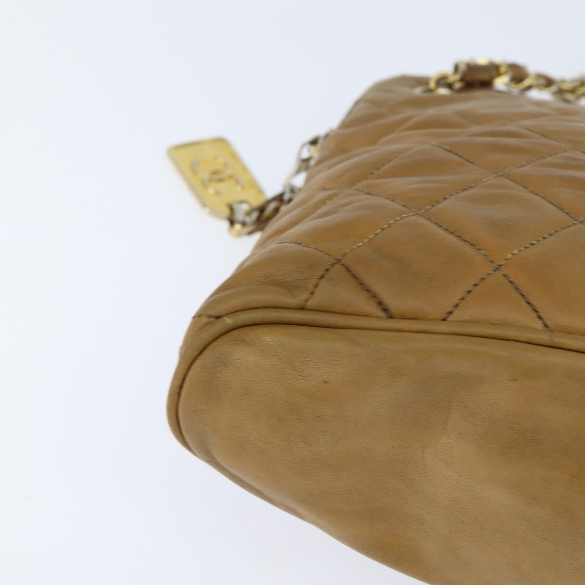 Chanel Vintage Zip Chain Quilted Lambskin Brown Leather Shoulder Bag Bag (Pre-Owned)