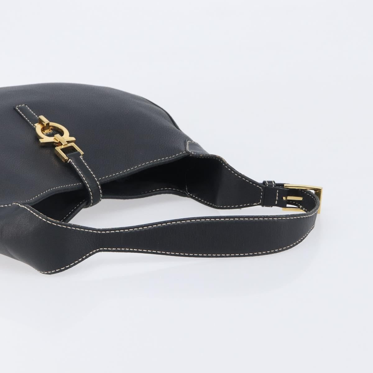 Salvatore Ferragamo Gancini Leather Black Leather Crossbody Bag Bag (Pre-Owned)