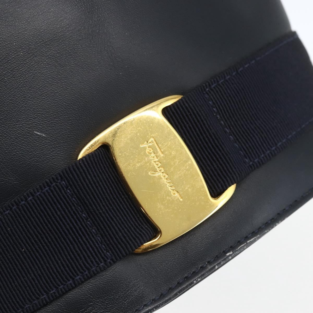 Salvatore Ferragamo Vala Leather Navy Leather Backpack Bag (Pre-Owned)