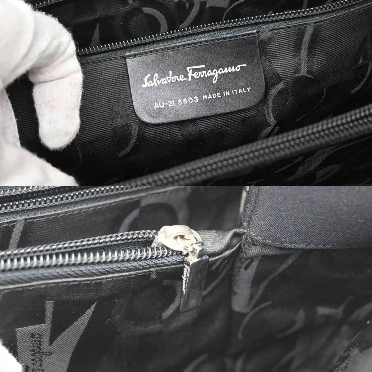 Salvatore Ferragamo Vala Tote Nylon Black Nylon Tote Bag Bag (Pre-Owned)