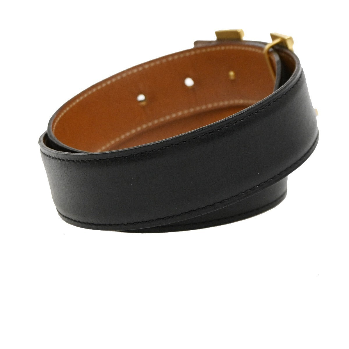 Hermes Constance Reversible Belt Leather Black Leather Belts Accessory (Pre-Owned)