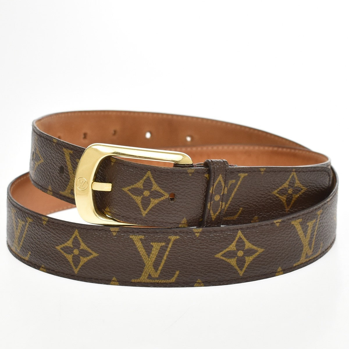 Louis Vuitton Ellipse Belt Monogram Canvas Brown Canvas Belts Accessory (Pre-Owned)