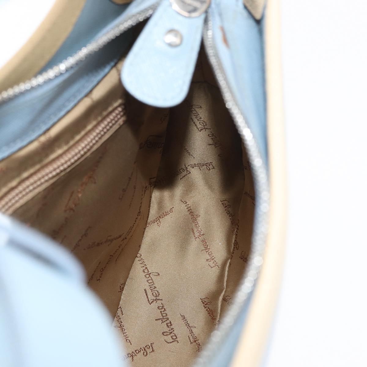 Salvatore Ferragamo Gancini Leather Blue Leather Shoulder Bag Bag (Pre-Owned)