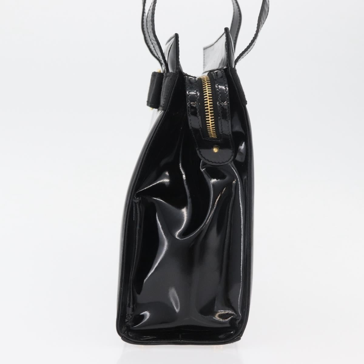 Salvatore Ferragamo Vala Patent Leather Black Patent_Leather Handbag (Pre-Owned)