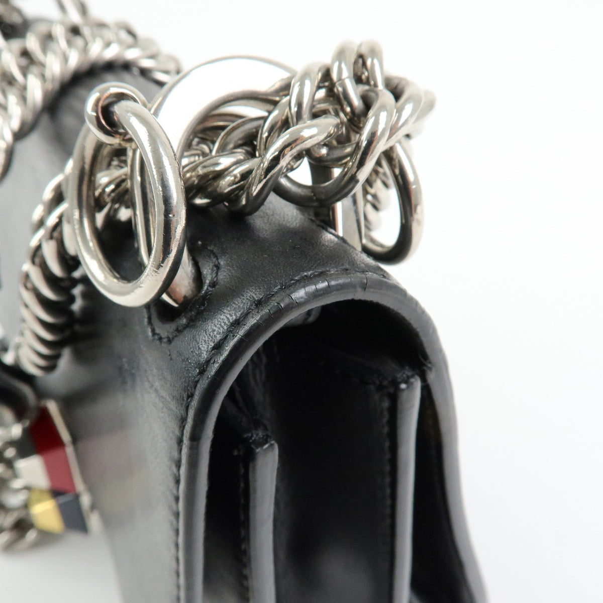 Fendi Kan I Leather Black Leather Shoulder Bag Bag (Pre-Owned)
