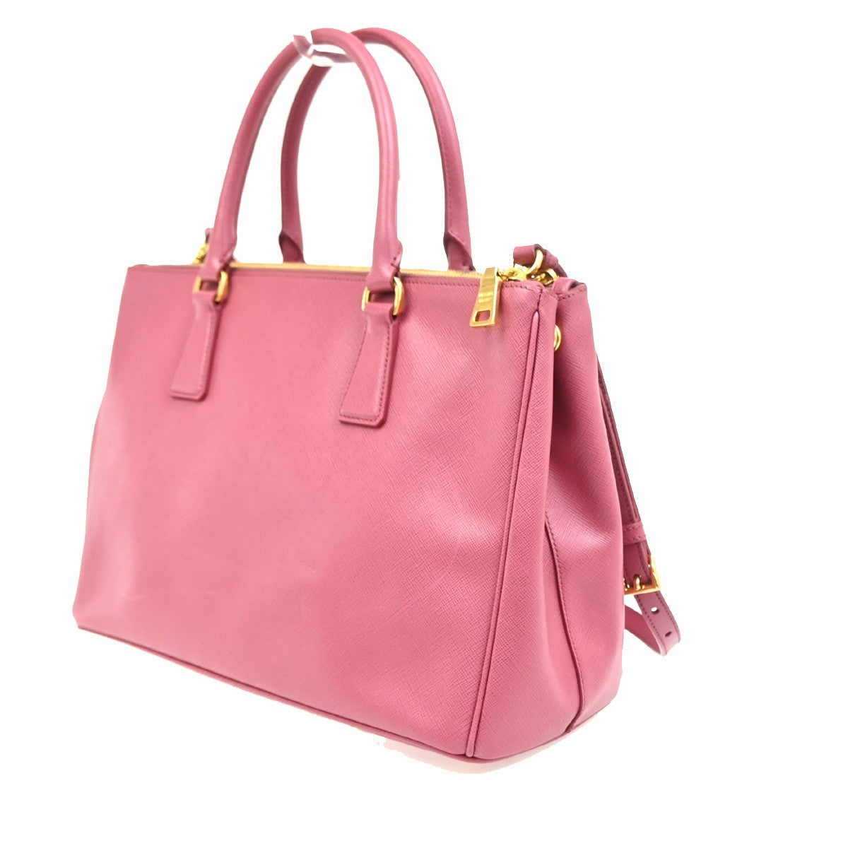 Prada Double Zip Lux Convertible Tote Saffiano Leather Pink Leather Tote Bag Bag (Pre-Owned)
