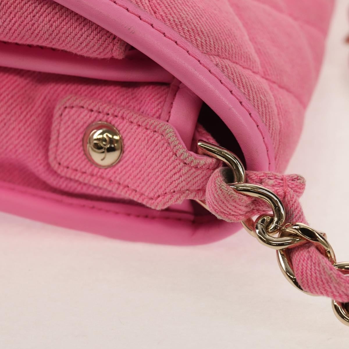 Chanel Flap Messenger Quilted Denim Pink Canvas Shoulder Bag Bag (Pre-Owned)